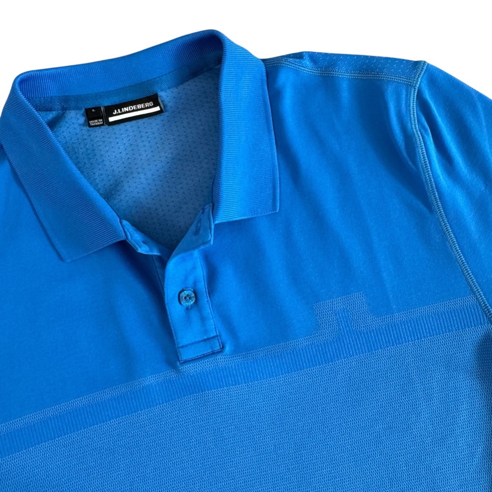 J.Lindeberg Alfred Large Blue Seamless Performance Golf Mens Polo Shirt